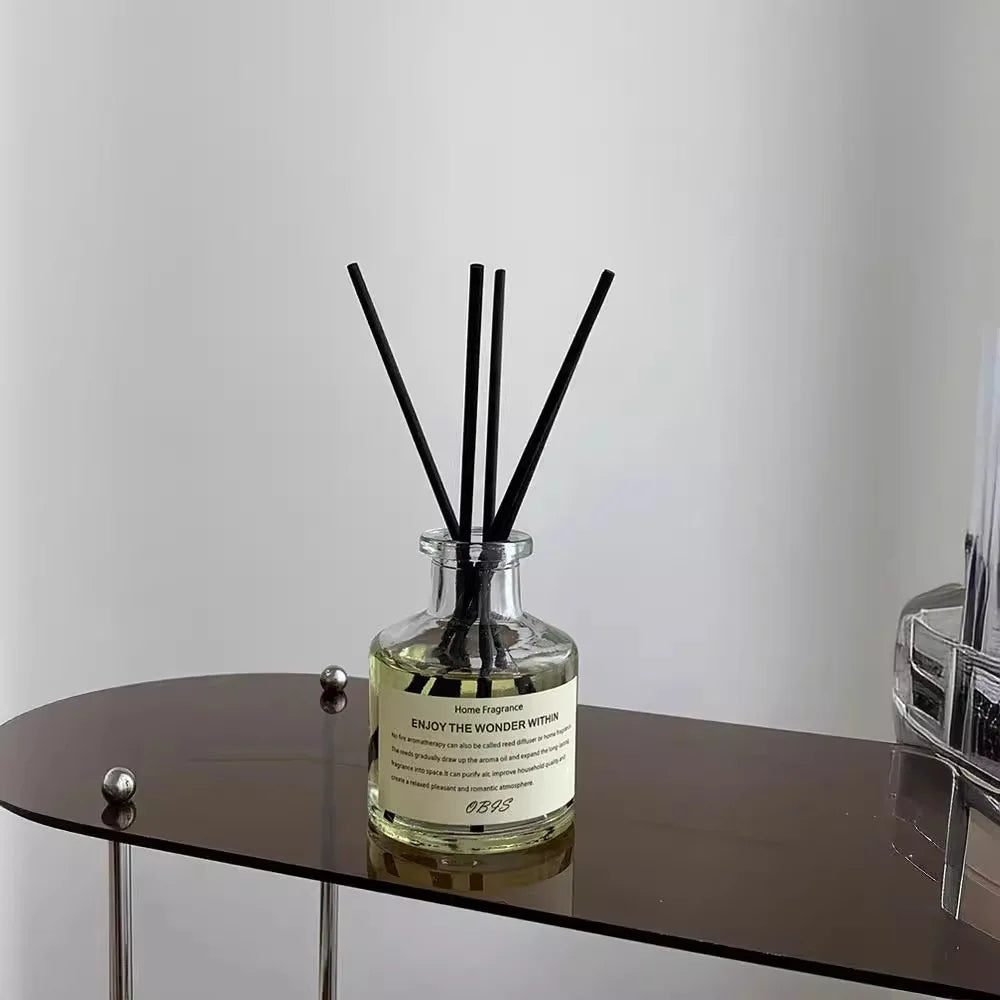 50ml Aromatherapy Essential Oil Flameless Freesia Jasmine Fragrance Oil with Reed Diffuser Stick Home Room Air Freshener Decor