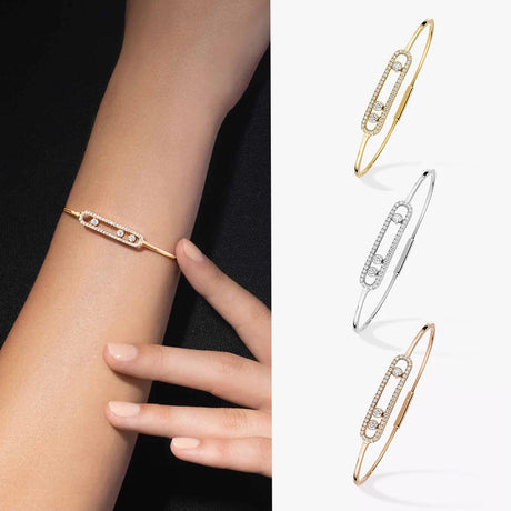 S925 sterling silver women's bracelet, classic MOVE/TWIN series, French diamond bracelet, holiday gift, high-quality jewelry - Lootquake
