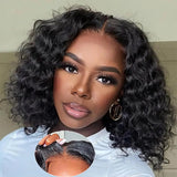 12" Deep Wave Bob Wig | 4x4 Lace Closure Wig | Brazilian Virgin Hair | Glueless Bob Wig