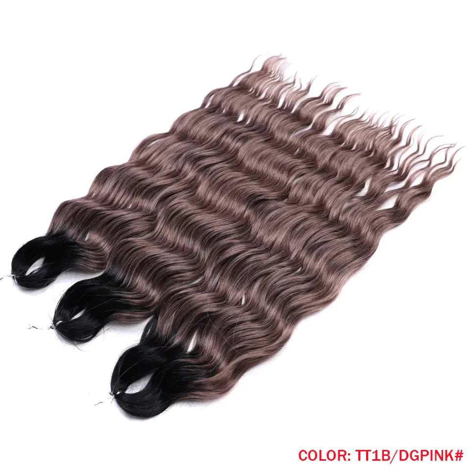 24" Orange Twist Crochet Hair | Synthetic Deep Wave Braiding Hair Extensions | Water Wave Hair | Heat Resistant Fiber | 60 Strands/Pack