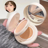 Polvos compactos mate para rostro, control de aceite, cobertura total natural, hidratante, blanqueador, base de maquillaje en crema, 2 en 1 cosmético