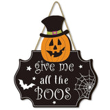 Party Decor Wooden Halloween Pumpkin Door Sign Funny Cute Pumpkin Hanger Wreath Cartoon Creative Door Hanging Pendant Kids