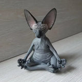Estatua de Buda Gato Esfinge: Escultura de meditación y yoga para decoración de jardín, arte fantástico y adorno de gato feliz