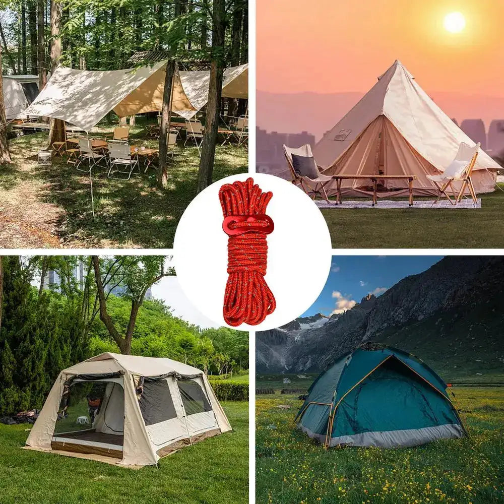 Outdoor 4M Reflective Guyline Camping Tent Cord Paracord Rope with Guyline Adjuster Tent Tarp Canopy Shelter Backpacking Rope - Lootquake