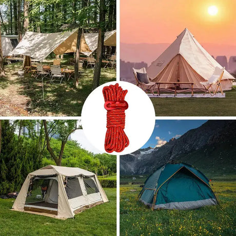 Outdoor 4M Reflective Guyline Camping Tent Cord Paracord Rope with Guyline Adjuster Tent Tarp Canopy Shelter Backpacking Rope - Lootquake