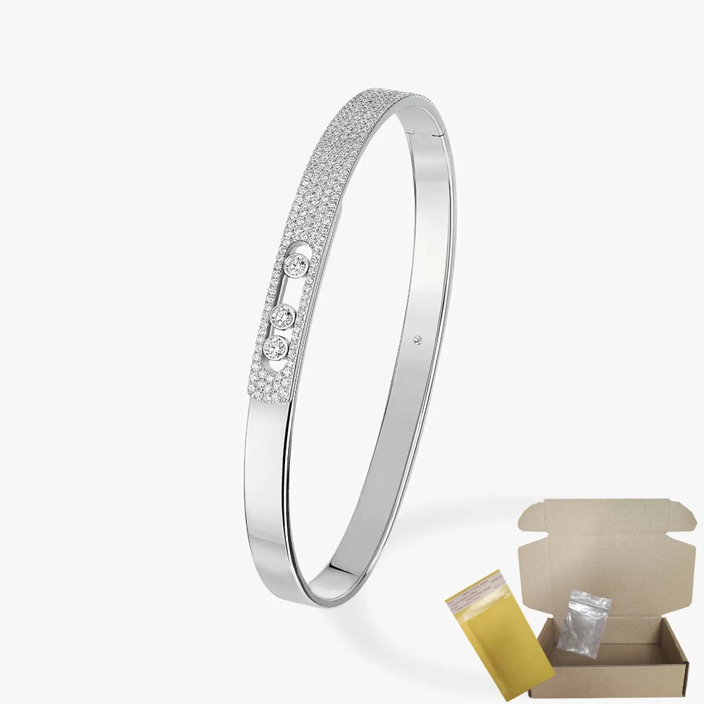 Pulsera de mujer en plata de ley S925, serie clásica MOVE/TWIN, pulsera de diamantes franceses, regalo navideño, joyería de alta calidad.