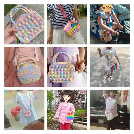 Pop Purse Silicone Sensory Push Pop Bubble Bag Crossbody Bag Antistress Toys Reliver Autism Handbag Coin Pouch for Kids - Lootquake