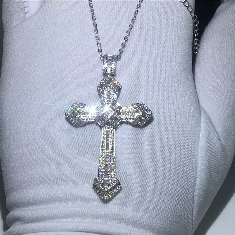 Exquisite Shining Crystal Cross Necklace Pendant Lucky Charming Fashion Jewelry Gift Unisex - Lootquake