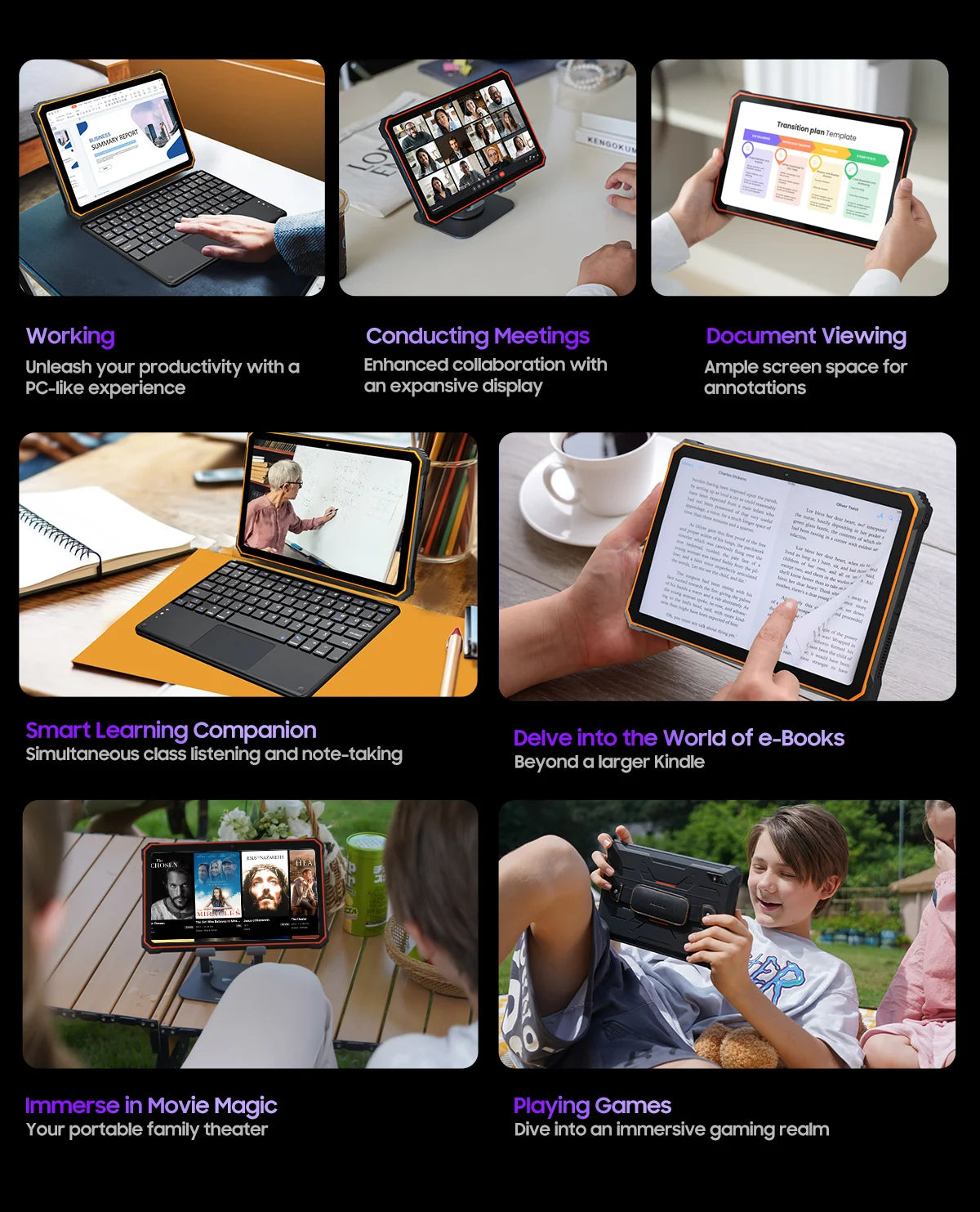 Tablette PC Blackview Active 8 Pro 16 Go 256 Go Batterie 22 000 mAh Android 13 Écran 2,4 K 10,36 pouces Caméra 16 Mpx + 48 Mpx Tablette robuste