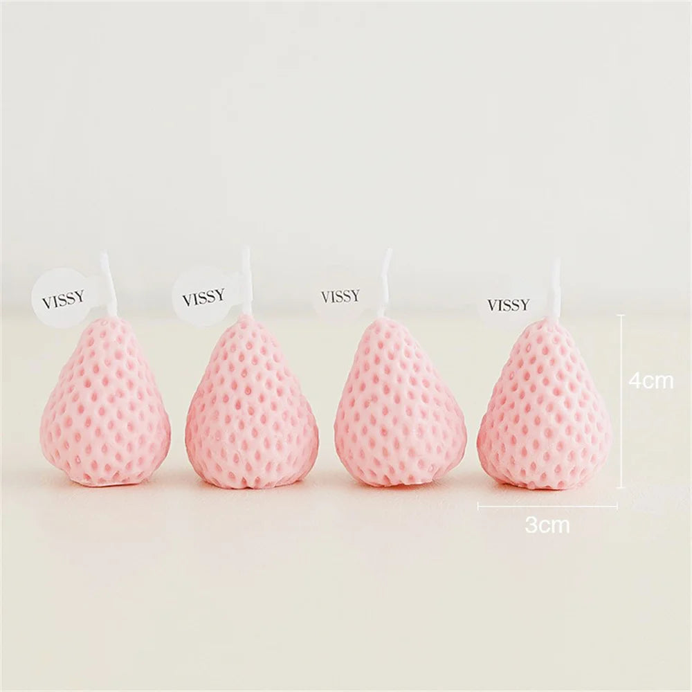 4pcs/set Romantic Candles Handmade Strawberry Cake Scented Candle Luxury Decoration Candle Birthday Decor Wedding Guest Gift