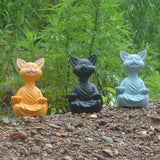 Meditation Cat Sculpture Garden Decoration Resin Yoga Sitting Zen Cat Home Ornament Outdoor Garden Figurine Home Decorations