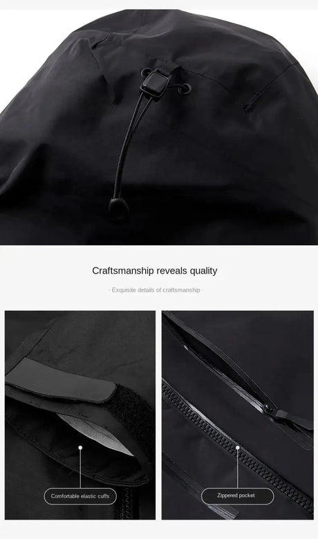 Jacket Men's Sports Casual Soft-shell Zipper Pocket Water Repellent Windbreaker New Autumn Functional Camping Hooded Raincoat - Lootquake