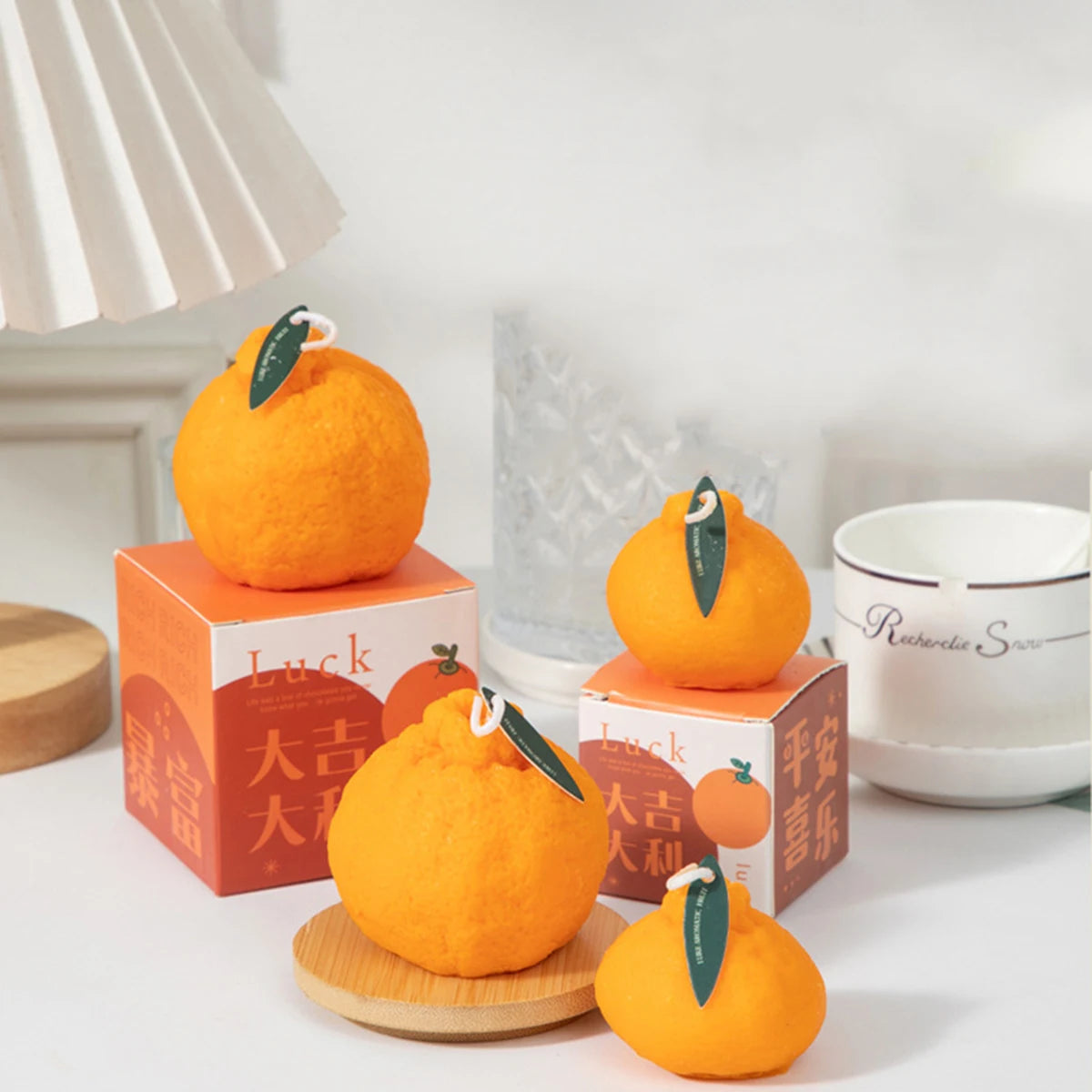 1 vela creativa con forma de fruta de simulación, vela fragante con forma de naranja, adecuada para restaurantes, salas de estudio y otros lugares