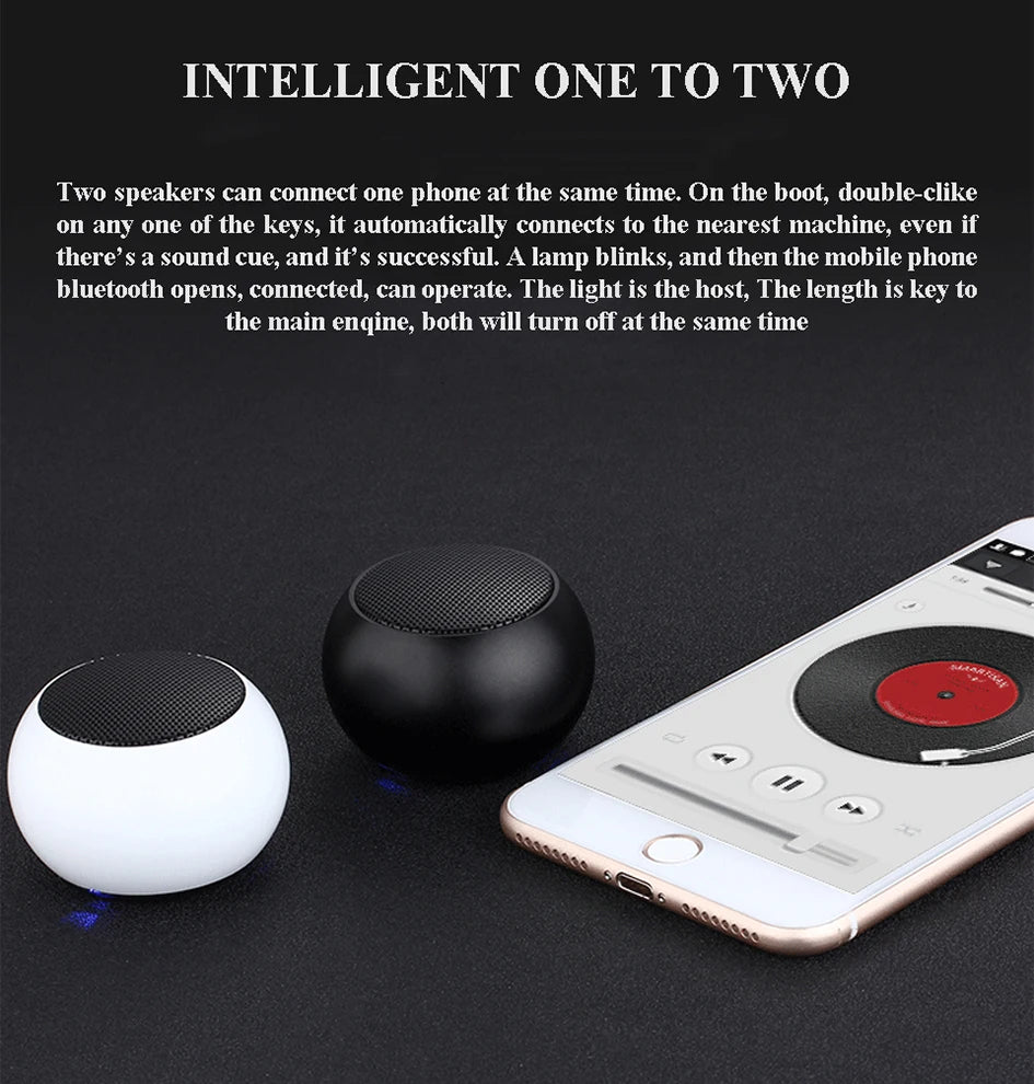 Altavoz inalámbrico Bluetooth 5.3 portátil TWS pequeño de acero metalizado con subwoofer pesado para exteriores, mini altavoz estéreo Bluetooth