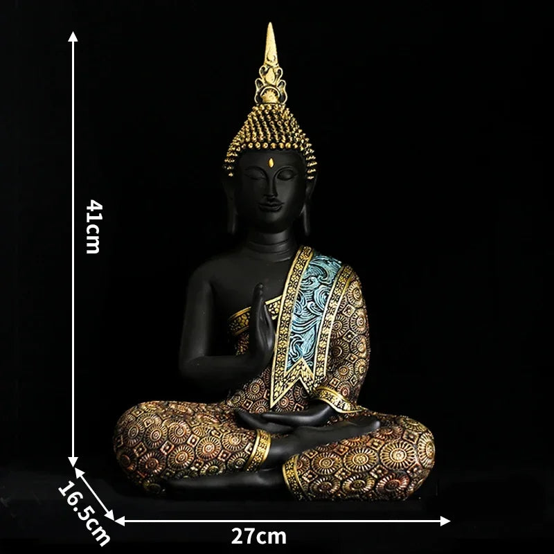 Estatua grande de Buda de Tailandia, escultura de Buda de resina verde hecha a mano, budismo hindú, fengshui, figura de meditación, decoración del hogar