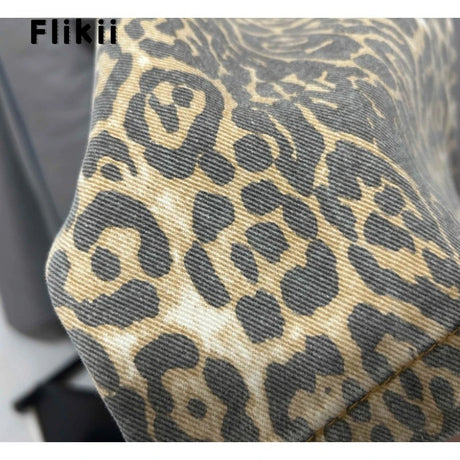 American Retro Leopard High Waist Baggy Jeans Women's Casual Pockets Hip-hop Pants 2024 Spring Y2K Oversiz Panther Denim Trouser - Lootquake