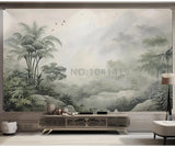Tropical Green Plants Coconut Trees Distant Mountain Birds 3D Mural Wallpaper Restaurant Clubs KTV Bar Modern Personality Murals