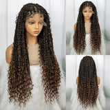 32" Boho Knotless Box Braids Wig | Lace Front | Baby Hair | Black Women