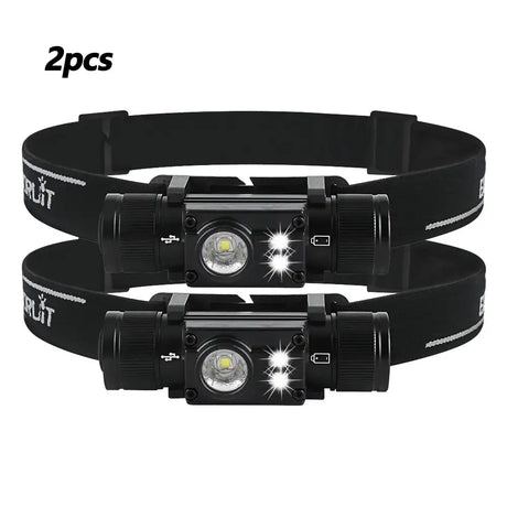 BORUiT HP500 LED Headlamp with 18650 Battery Type-C Rechargeable Headlight Work Torch Fishing Camping Head Flashlight - Lootquake