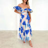 Summer V Neck Cutout Floral Print Dresses Elegant Women Puff Short Sleeve Casual Dress Pleated Waisted Swing Beach Long Dress - Lootquake