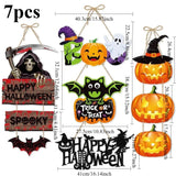 7PCS/set Halloween Party Decors Pumpkin Ghost Bat Door Hanging Pendents Happy Festival  Decorations for Home