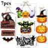 7PCS/set Halloween Party Decors Pumpkin Ghost Bat Door Hanging Pendents Happy Festival  Decorations for Home