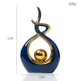 Abstract Ceramic Sculpture Golden Art Statue Modern Home Decor Accessories Living Room Desk Office Supplies Crafts Gifts