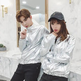 Mens Windbreaker Jackets Nightclub Stage Party Jackets Costume Streetwear Harajuku Hip Hop Reflective Jacket Gold Fashion Coats - Lootquake