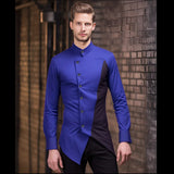 Fashion Irregular Shirts for Men Stitching Color Mens Shirts Business Casual Long Sleeve Shirts Men Clothing - Lootquake