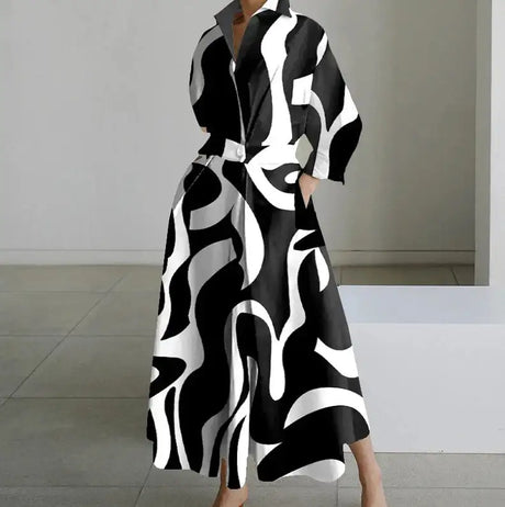Autumn Dress Long Sleeve Dot Print Elegant Maxi Dresses For Women 2023 White Casual V Neck Shirt Party Long Dress Robe Femme - Lootquake
