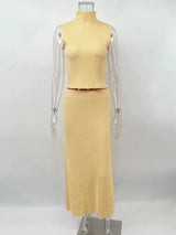 Tossy Elegant Knitwear 2 Piece-Set Long Dress Female Ribbed Sweater Pullover And Loose Patchwork Maxi Skirt Sets Ladies Outfits