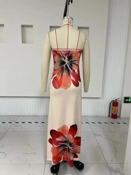 hirigin Women Y2K Floral Print Tube Maxi Dress Graphic Strapless Backless Long Dress Vintage Off Shoulder Summer Sundress - Lootquake