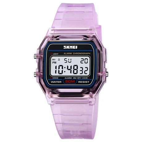 SKMEI Transparent TPU Strap Ladies Wristwatch Shockproof Back Light Display Stopwatch Digital Watches Women 2056 reloj mujer - Lootquake
