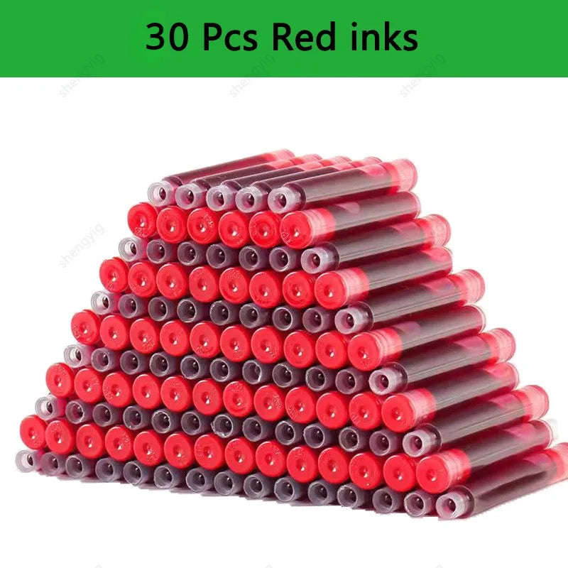 Juego de 33 plumas estilográficas Kawaii con tinta reemplazable, tinta negra, azul y roja EF de 0,38 mm, bolígrafos escolares, material de oficina, papelería para escribir.