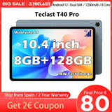 Tablette Teclast T40 Pro 10,4 pouces 8 Go RAM ROM 128 Go Android 11/12 7000 mAh charge rapide 2000 x 1200 UNISOC T618/T616 8 cœurs réseau 4G, Wifi, 13 MP + 8 MP