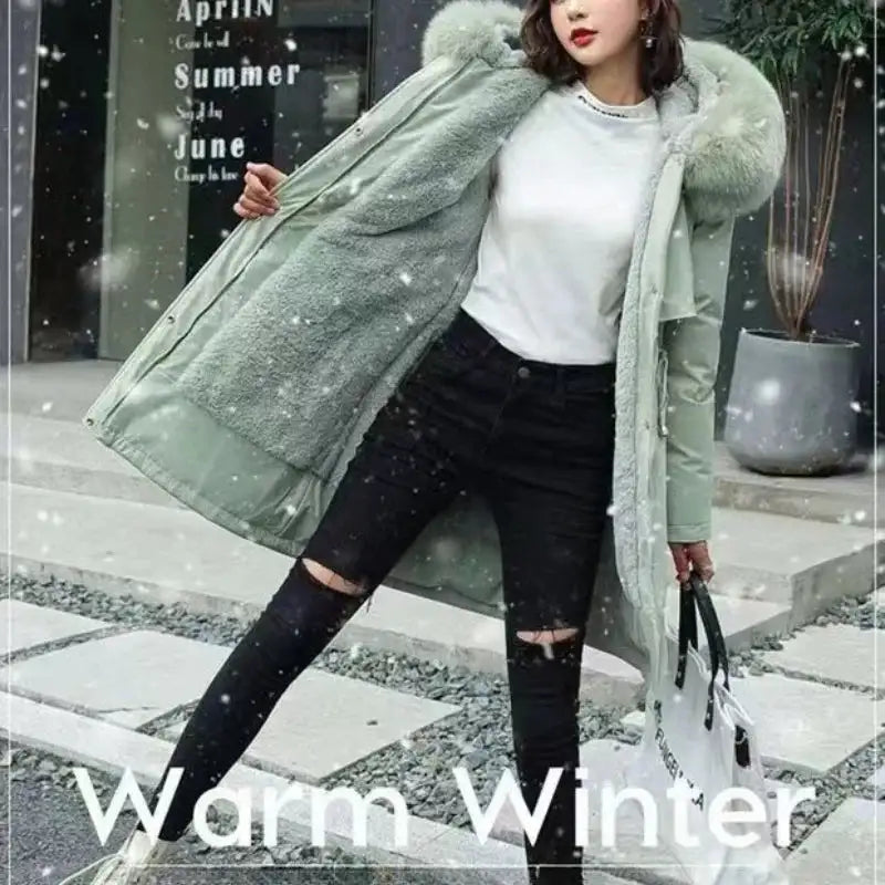 New In Coats & Jackets Women's Winter Padded Jacket Loose Casual Outerwears Fleece Hodded Windbreaker Elegant Office Lady's Coat - Lootquake