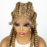 36" 27/613 Blonde Cornrow Braided Wig | Lace Frontal Box Braids | Synthetic Wig with Baby Hair for Black Women