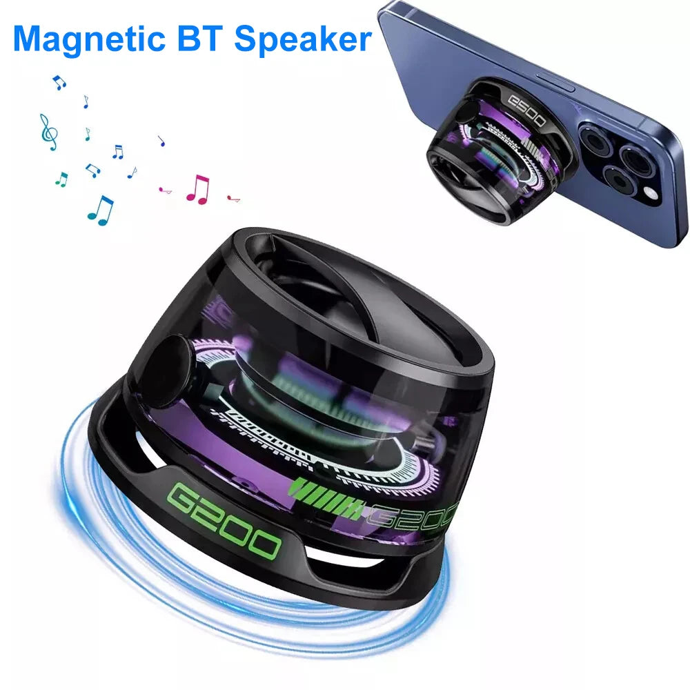Enceinte Bluetooth portable G200, éclairage RGB, haut-parleur magnétique BT5.3, mini caisson de basses, autonomie de 7 heures, support pour téléphone