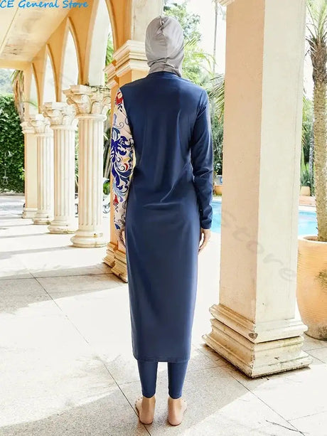 Burkini Muslim Swimwear 2023 Swimming Suit For Women Modest Swimsuit Islamic Clothing Sets Fashion Long Dress Turban Full Cover - Lootquake