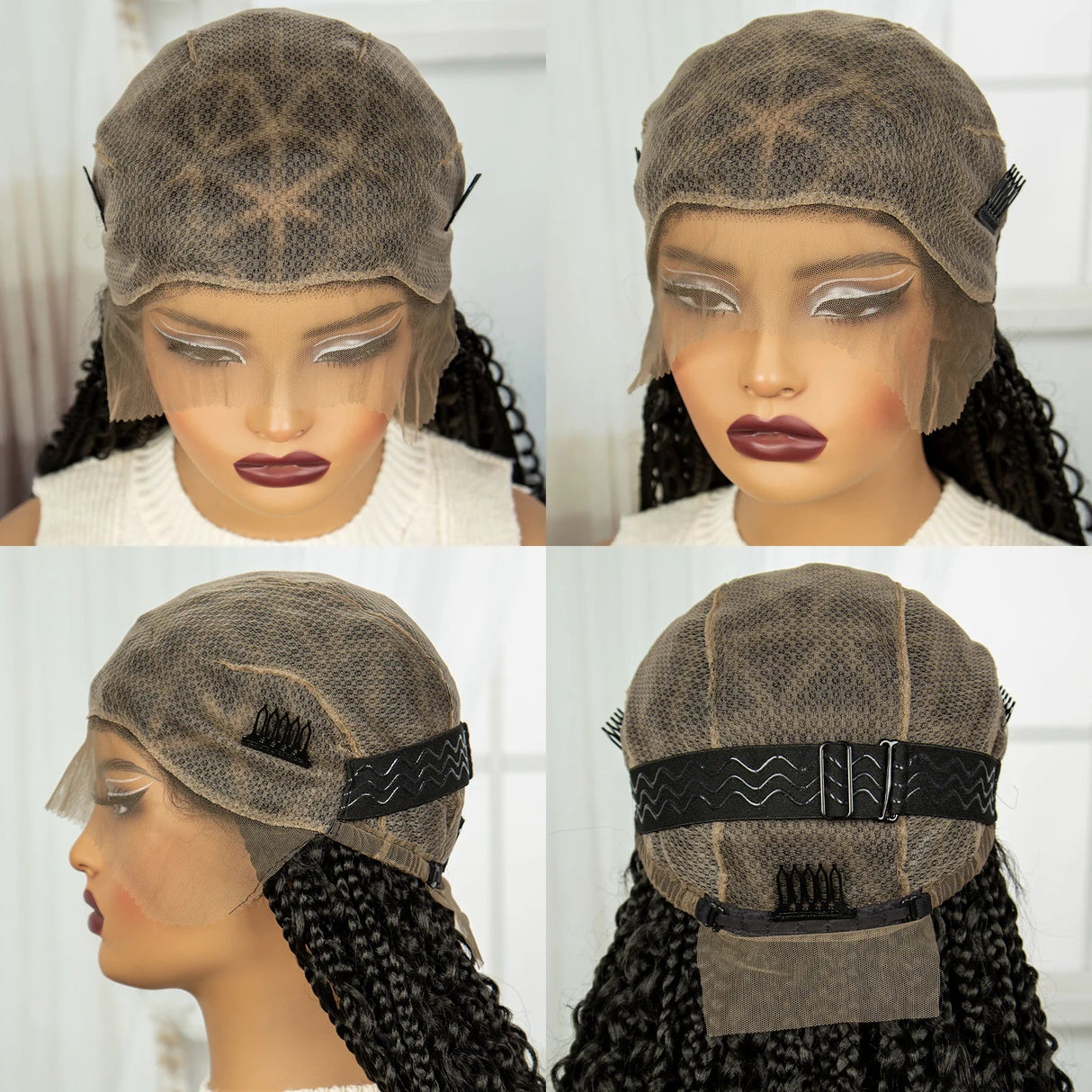 32" Boho Knotless Braids Wig | Natural Curly Ends | Full Lace | Baby Hair