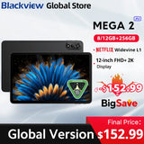 Tablettes Blackview MEGA 2 12 pouces 2K écran Widevine L1 24 Go (8 + 16) Android 15 256 Go 9000 mAh AI caméra principale Pad PC