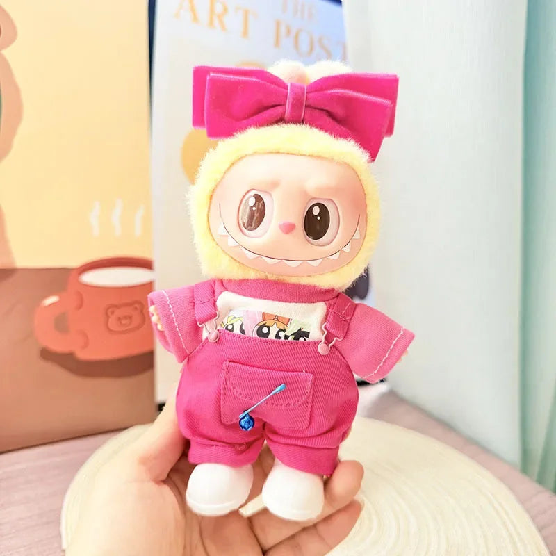 Vêtements de poupée Labubu, ensemble de police, t-shirt d'été, poupées Labubu I II Idol 15/17 cm, vêtements assis, accessoires de fête, cadeaux DIY