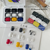 9 Grids Nail Powder Color Texture Three-Dimensional Styling Adhesive 9 Colors Nail Fairy Powder Set gel Polish Nail Art DIY