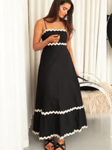 Striped Contrasting Colors Long Dress Women Spaghetti Strap High Waist Backless Party Evening Dresses Female Sleeveless Spring - Lootquake