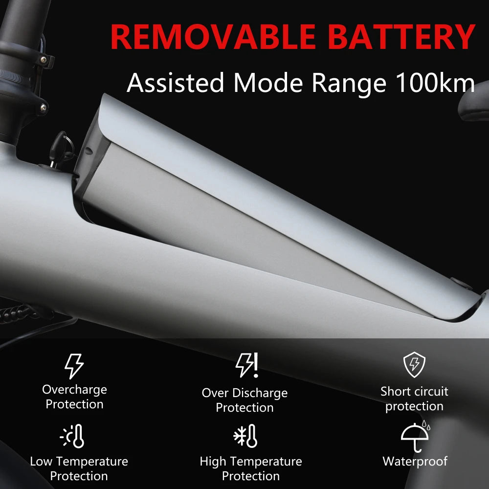 Bicicleta eléctrica para adultos HX Q20PRO de 2000 W, 48 V, 20 Ah, batería extraíble, plegable, neumáticos anchos de 20 pulgadas.