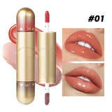 1pcs Double-head lip gloss lipstick, hydrating and moisturizing, foldable, sparkling mirror-like, nourishing lip gloss