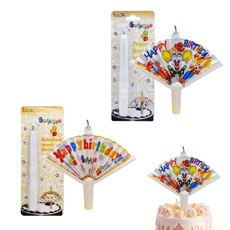 Bougies surprises, bougies créatives pour joyeux anniversaire avec bannière en forme d'éventail, décoration de gâteau amusante, bougies décoratives de fête