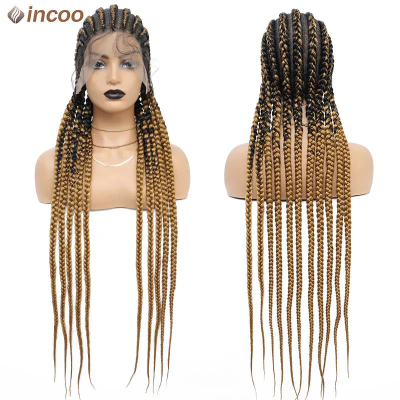 36" Twist Braids Lace Front Wig | Cornrow & Dutch Braids | Baby Hair | Synthetic Full Lace Wig