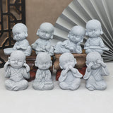 Buddha Stone Statue Little Buddhist Monks Tibetan Buddhism Figurines Zen Garden Ornament Meditation Home Aquarium Decoration