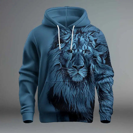 2024 Funny 3D Lion Printed Hoodies For Men Fashion Loose Sweatshirts Street Trend Harajuku Men's Clothes Autumn New Pullover - Lootquake